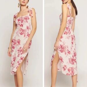 NWT Reformation Besse Midi Floral Dress Sz 8 Paris Pink Floral Wedding Feminine